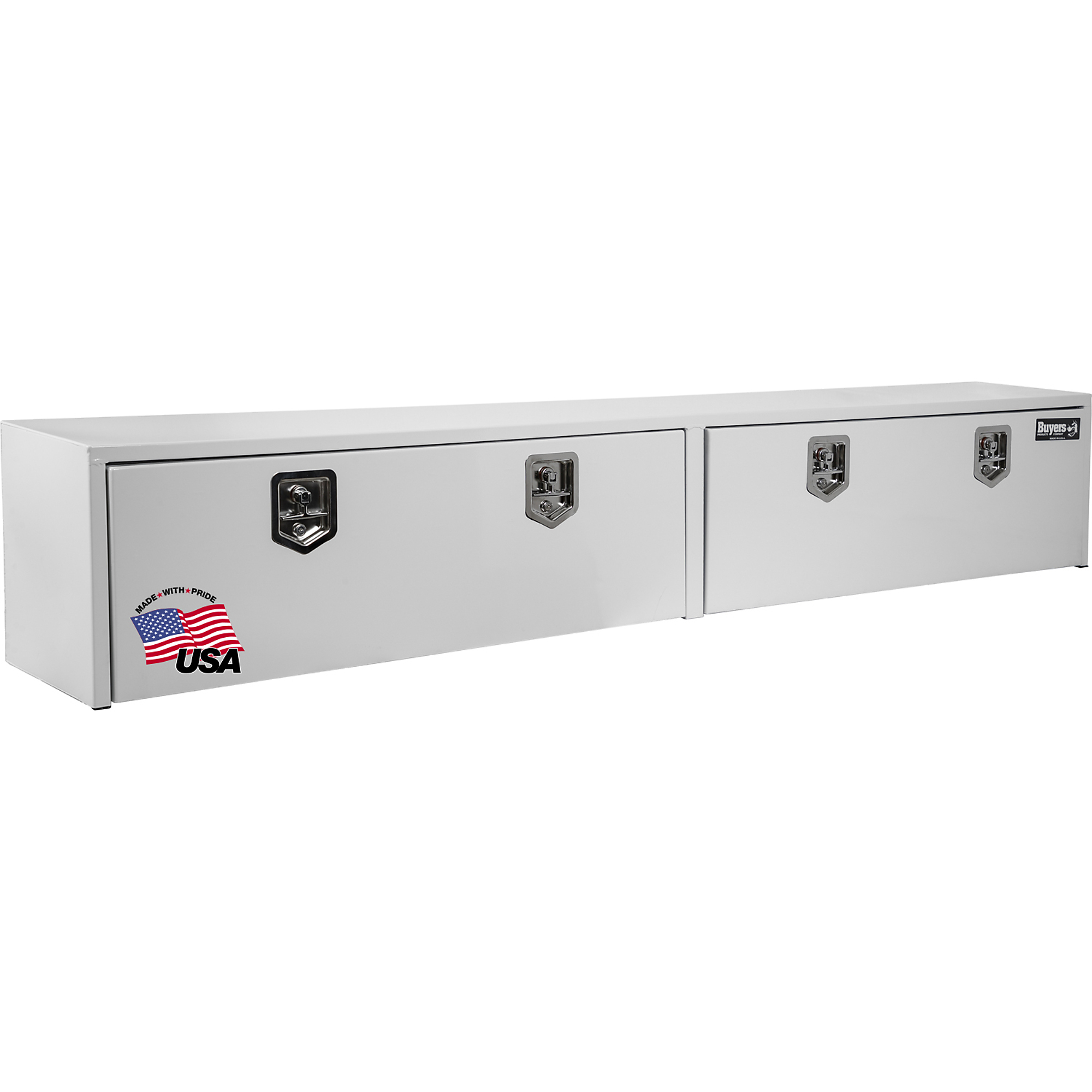 Buyers Products, 96x13x16in. Contractor Topsider Truck Tool Job Storage Box, Width 96 in, Material Carbon Steel, Color Finish Glossy White, Model# 1702860